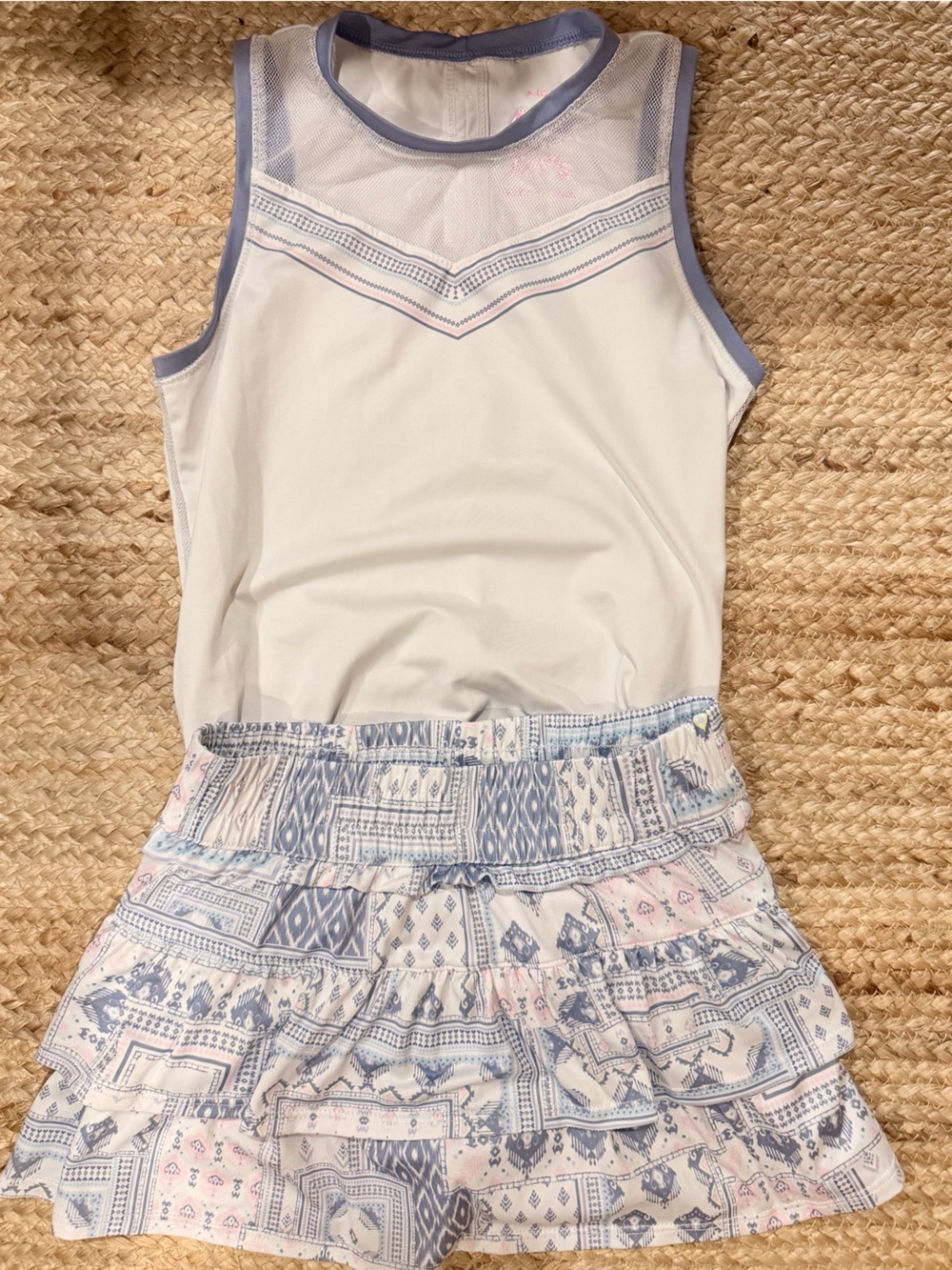 Lucky in Love White and Pink, Lavender Girls Matching Set: Tennis / Pickleball